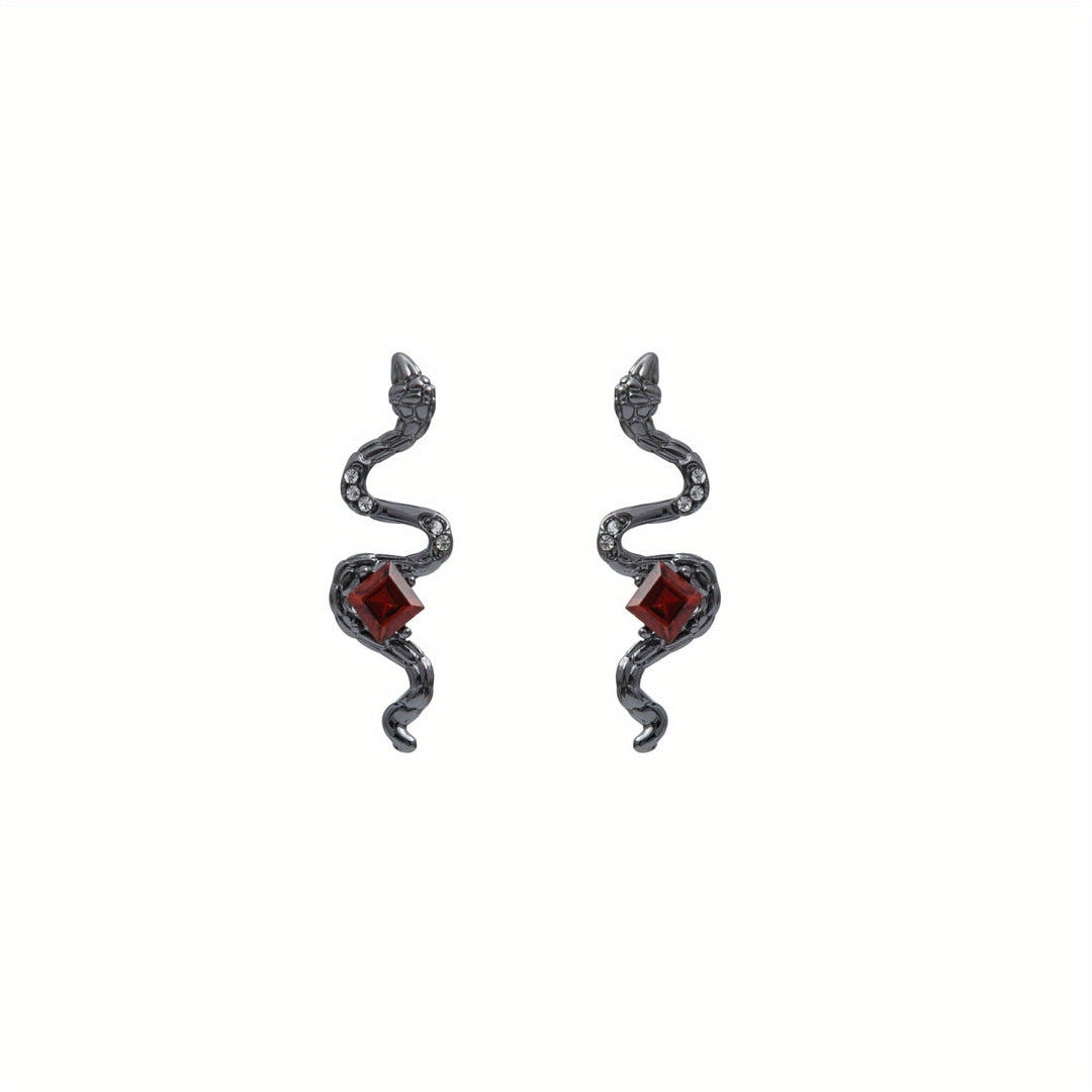 The Siren’s Fang – Red-Eyed Serpent Studs