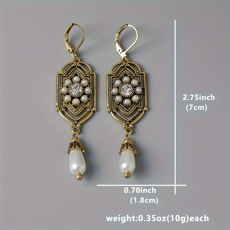 Elegant Flower Imitation Pearl Dangle Earrings