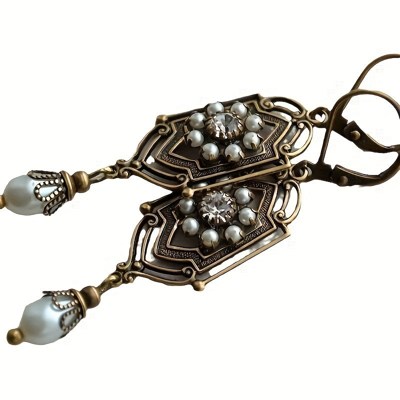 Elegant Flower Imitation Pearl Dangle Earrings