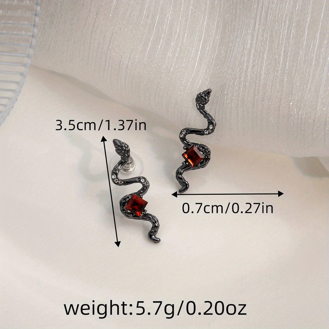 The Siren’s Fang – Red-Eyed Serpent Studs