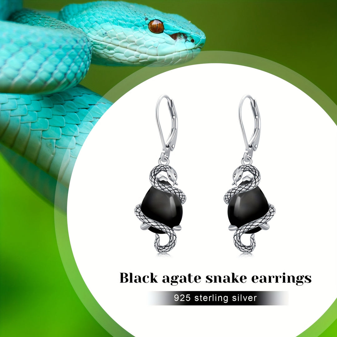 Serpent's Whisper Onyx Earrings