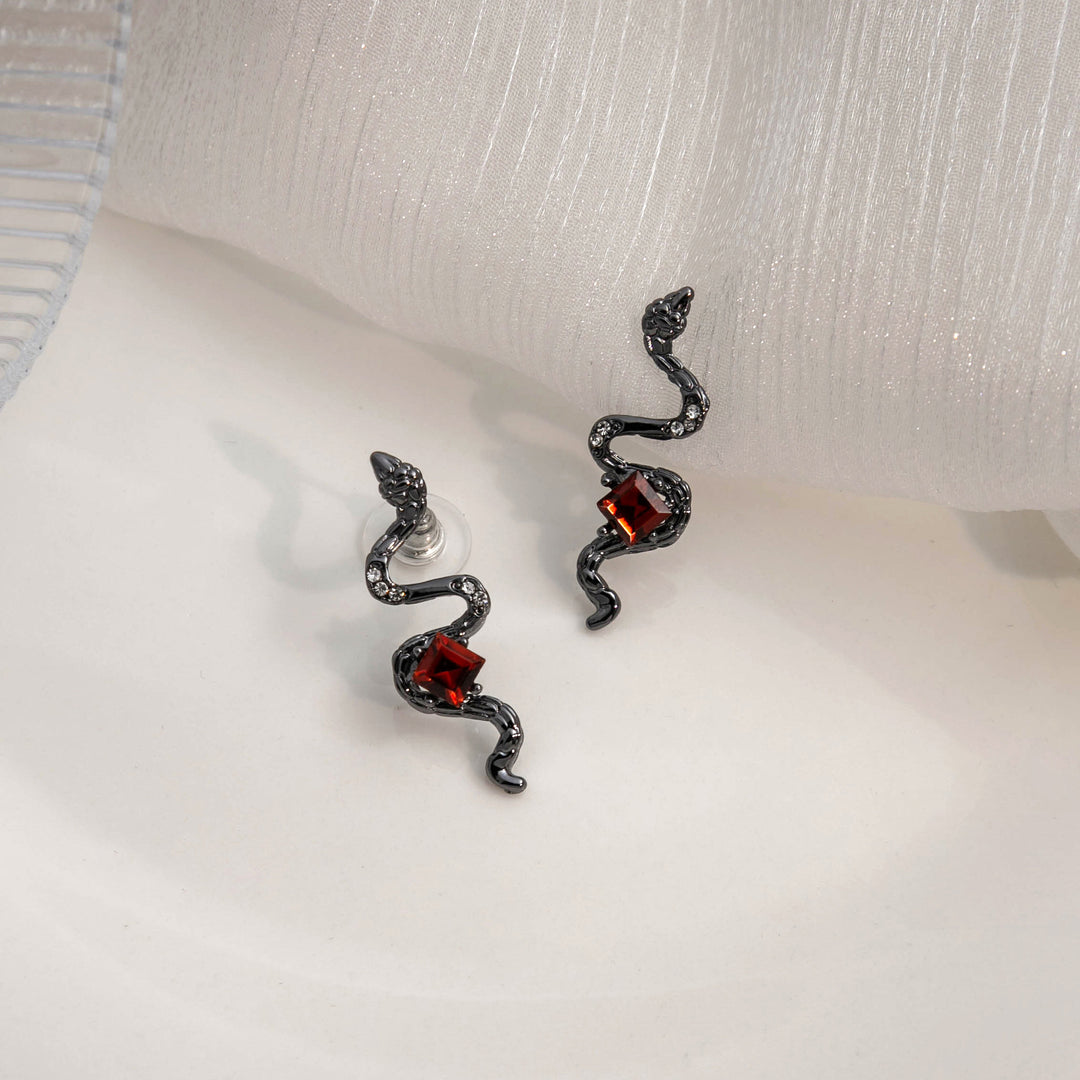 The Siren’s Fang – Red-Eyed Serpent Studs