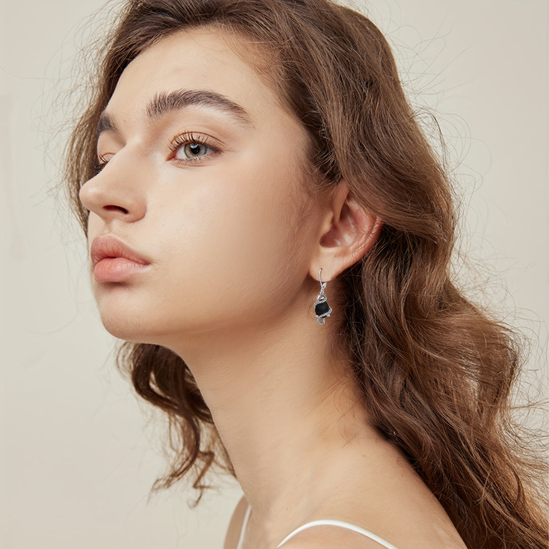 Serpent's Whisper Onyx Earrings