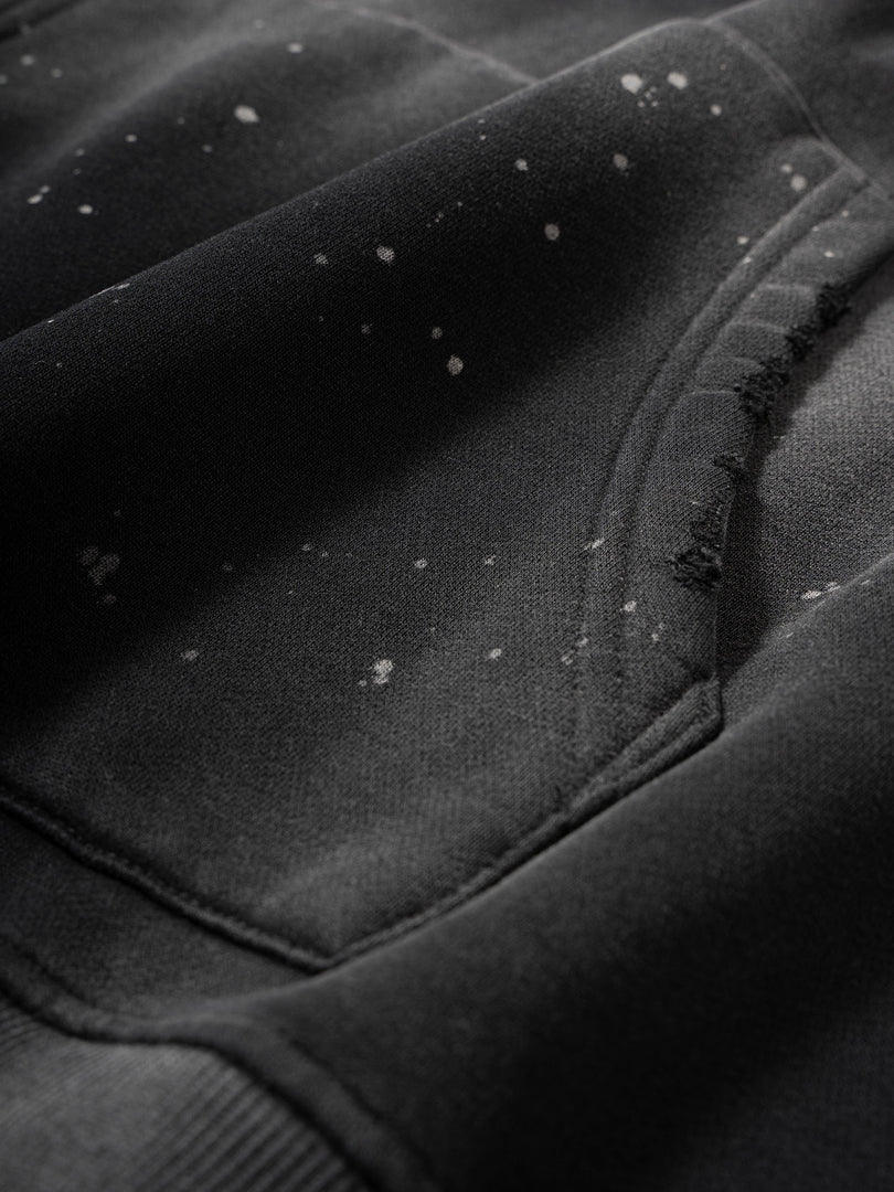 Vintage Washed Frayed Fleece Hoodie