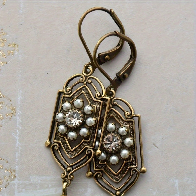 Elegant Flower Imitation Pearl Dangle Earrings