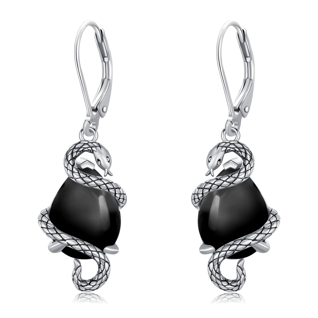 Serpent's Whisper Onyx Earrings