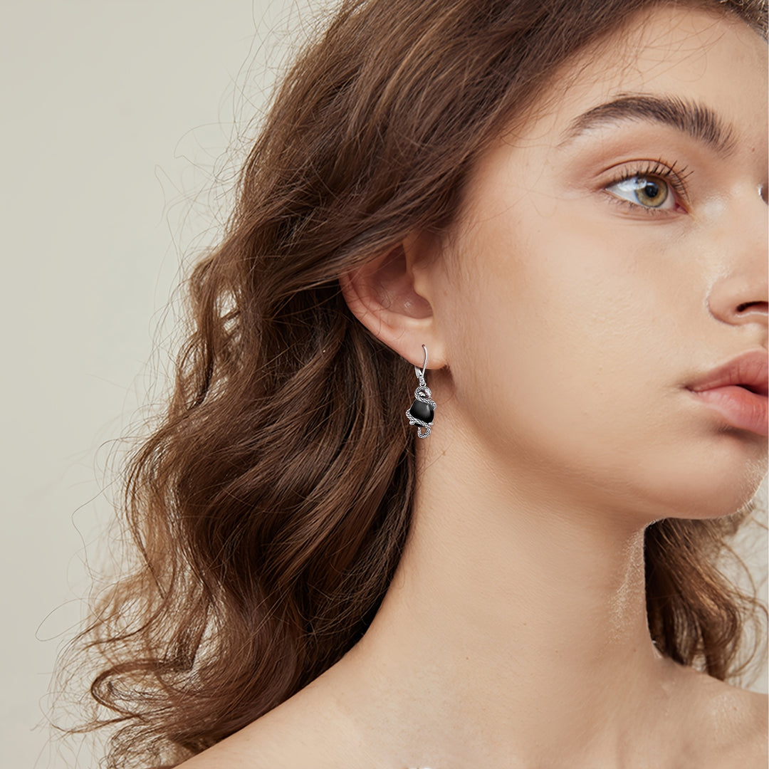 Serpent's Whisper Onyx Earrings