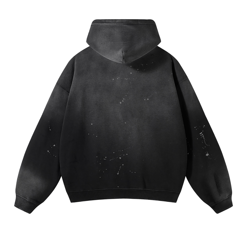 Vintage Washed Frayed Fleece Hoodie