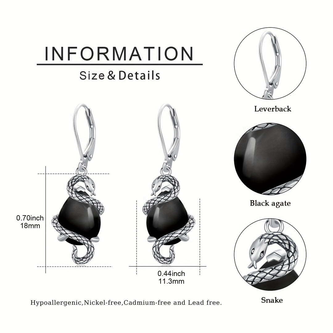 Serpent's Whisper Onyx Earrings