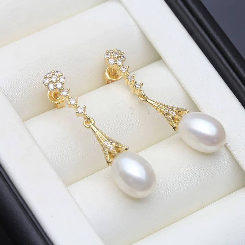 Real Freshwater Natural Pearl Earrings