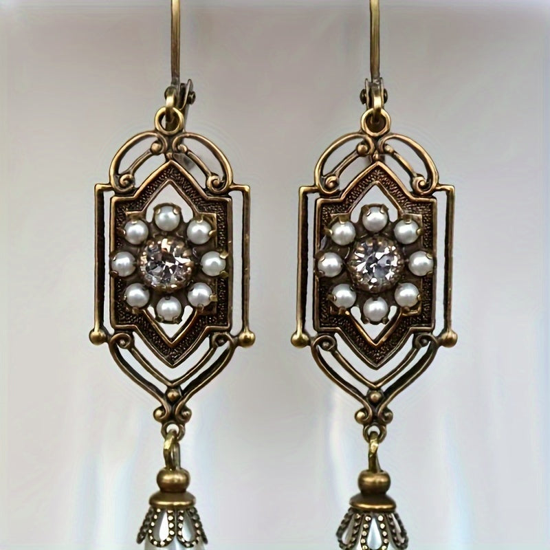 Elegant Flower Imitation Pearl Dangle Earrings