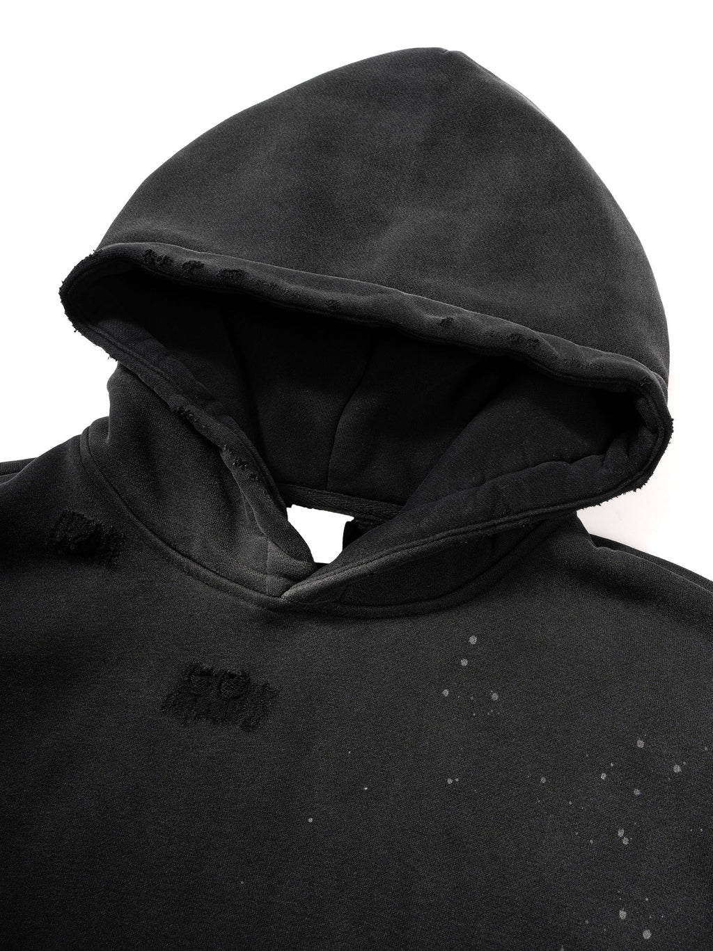Vintage Washed Frayed Fleece Hoodie