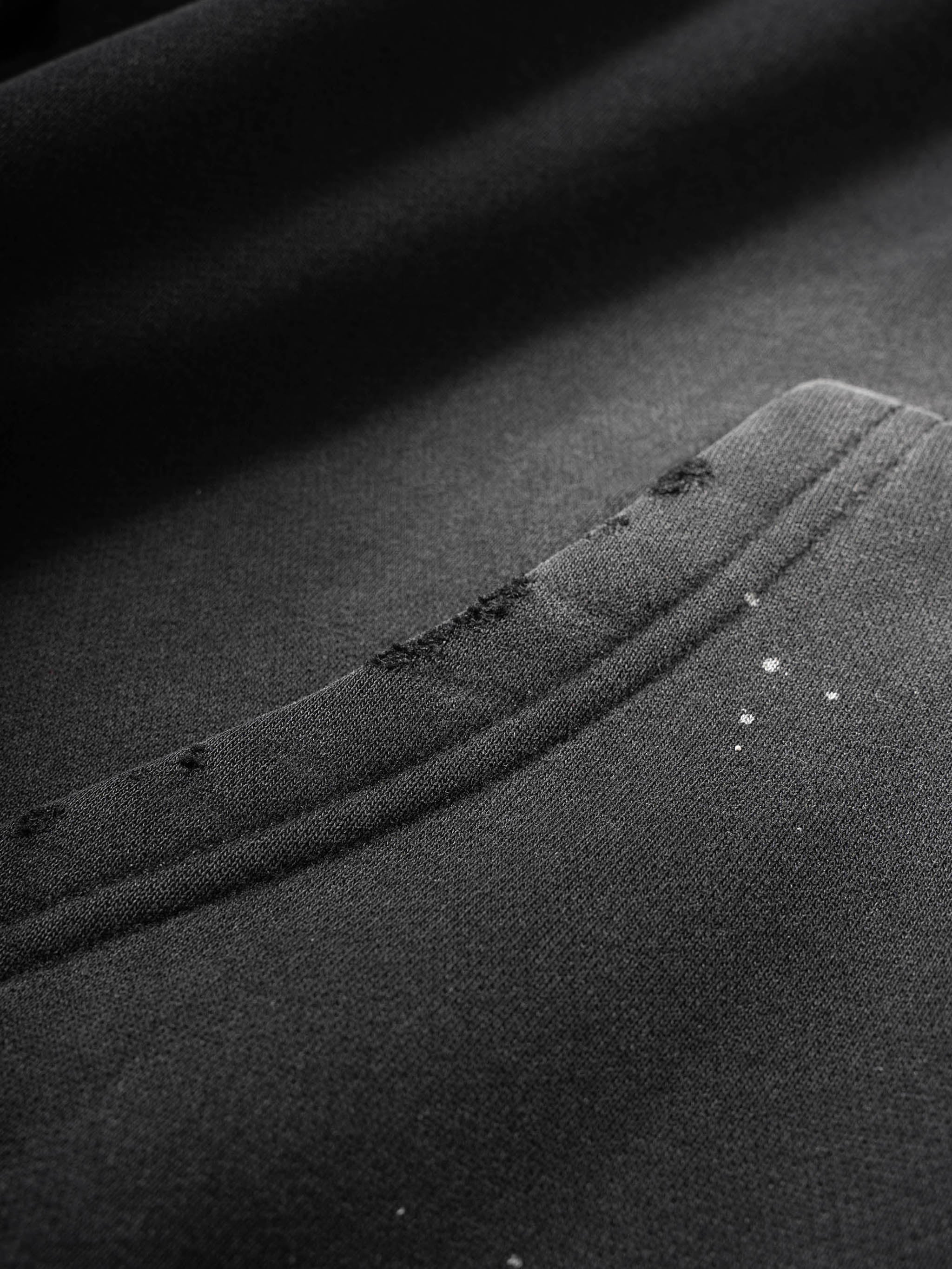 Vintage Washed Frayed Fleece Hoodie